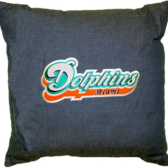 Miami Dolphins Throw Pillow Measures 15 x 15 inches - Picture 2 of 4